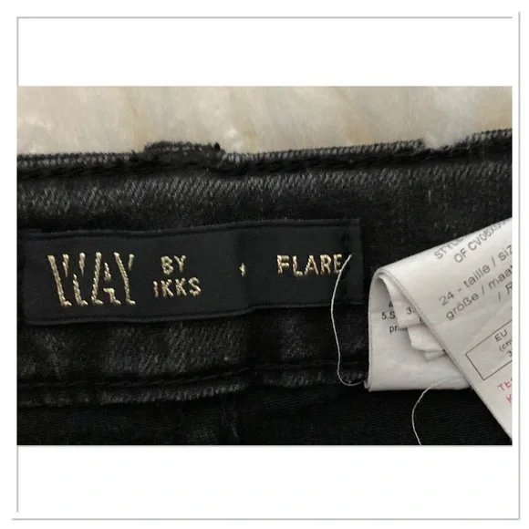 Ikks Flare Jeans Black Wash Size 24 - Picture 7 of 8